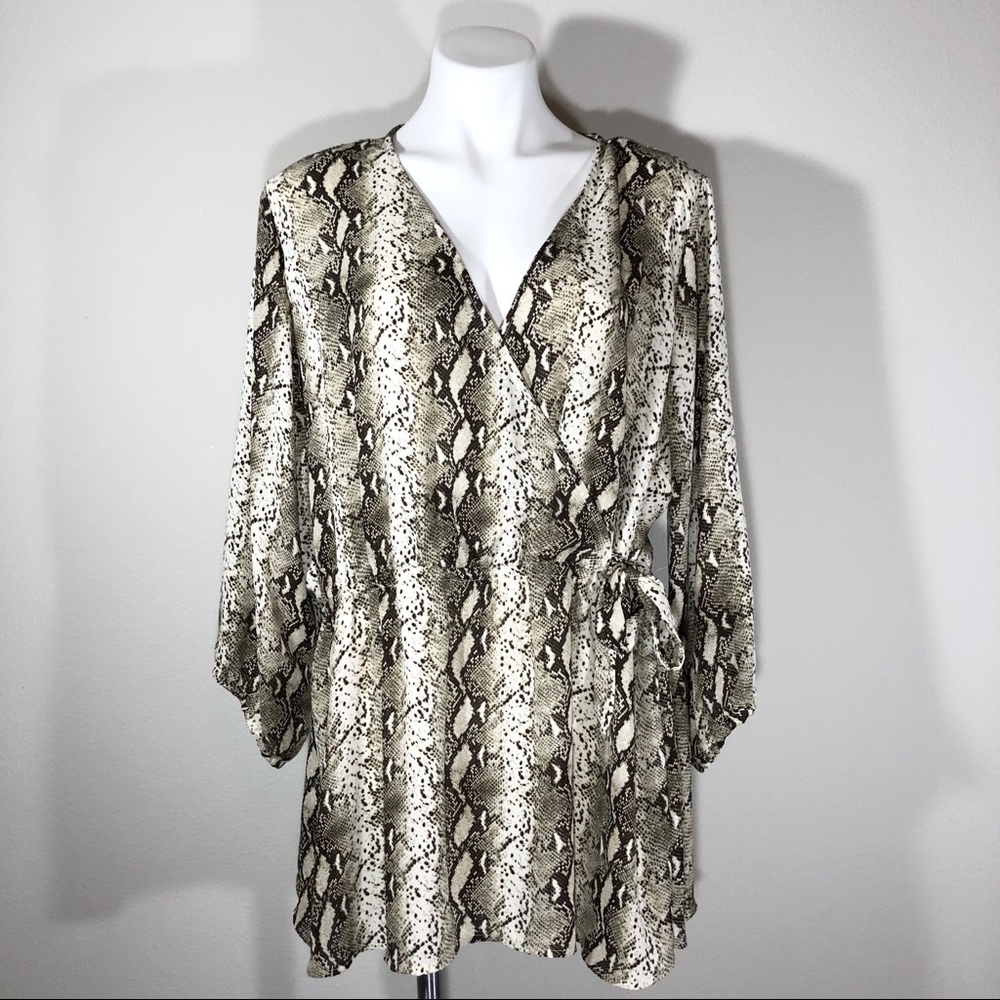 Justify Snake Skin 2X Open Chest Blouse